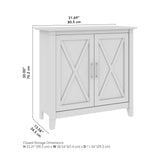 Bush Furniture Key West Small Storage Cabinet with Doors and Shelves in Pure White Oak, 2 Door Accent Chest for Home Office, Living Room, Entryway Bush Business Furniture
