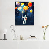 Astronaut Holding Planets Balloons DIY Paint by Numbers for Adults Outer Space Astronaut DIY Digital Oil Painting Acrylic Paint Graffiti Painting Kits Canvas Pop Art Decor 16x20 Inch （without Frame ） Tucocoo
