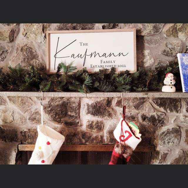 Personalized Framed Wooden Family Name Sign | Custom Family Established Wood Sign | Family Sign Wood Wall Decor… (15" x 30") MRC Wood Products