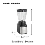 Hamilton Beach MultiBlend Smoothie Blender with 4 Shatterproof BPA Free Jars and Lids; Large 32oz Jar, 8oz Grinder for Nuts & Spices, and 2 Portable Travel Cups, 650 Watts, Black and Stainless (52400) Hamilton Beach