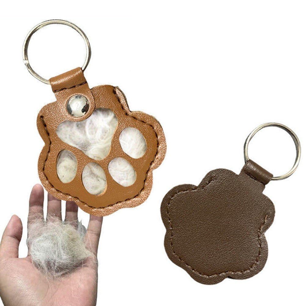 hzzsbu 3 Pcs Pet Hair Storage Keychain, Cat Paw Shaped Keychain, Pet Memorial Gift Keyring, Handmade Key Holder for Collecting Cat and Dog Hair hzzsbu