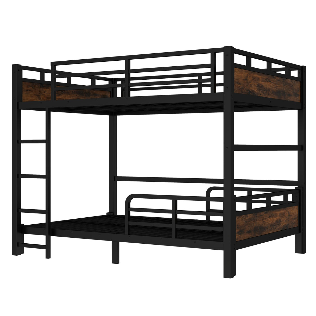 Full XL Over Full XL Bunk Bed with Headboard and Full Length Guardrail, Separable Bunk Bed, Heavy Duty Bunk Beds Can Turns Into Loft Bed and Platform Bed, Black Bellemave