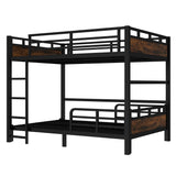 Full XL Over Full XL Bunk Bed with Headboard and Full Length Guardrail, Separable Bunk Bed, Heavy Duty Bunk Beds Can Turns Into Loft Bed and Platform Bed, Black Bellemave