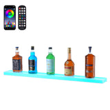 VEVOR LED Lighted Liquor Bottle Display, 1 Tier 40 Inch Wall Mounted Whiskey Rack Stand, 1 Step Commercial Illuminated Home Bar Shelf, Acrylic Drinks Light Shelves with RF Remote & App Control VEVOR