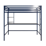 Novogratz Maxwell Metal Full Loft Bed with Desk & Shelves, Navy/Black Novogratz