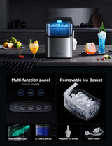 GoveeLife Smart Ice Maker Countertop, Portable Ice Machine with Voice Control, 9 Ice Cubes in 6 Minutes 3 Sizes, 26lbs/24Hrs, Self Cleaning RGB Lights, Quiet Ice Maker with Scoop for Kitchen Silver GoveeLife
