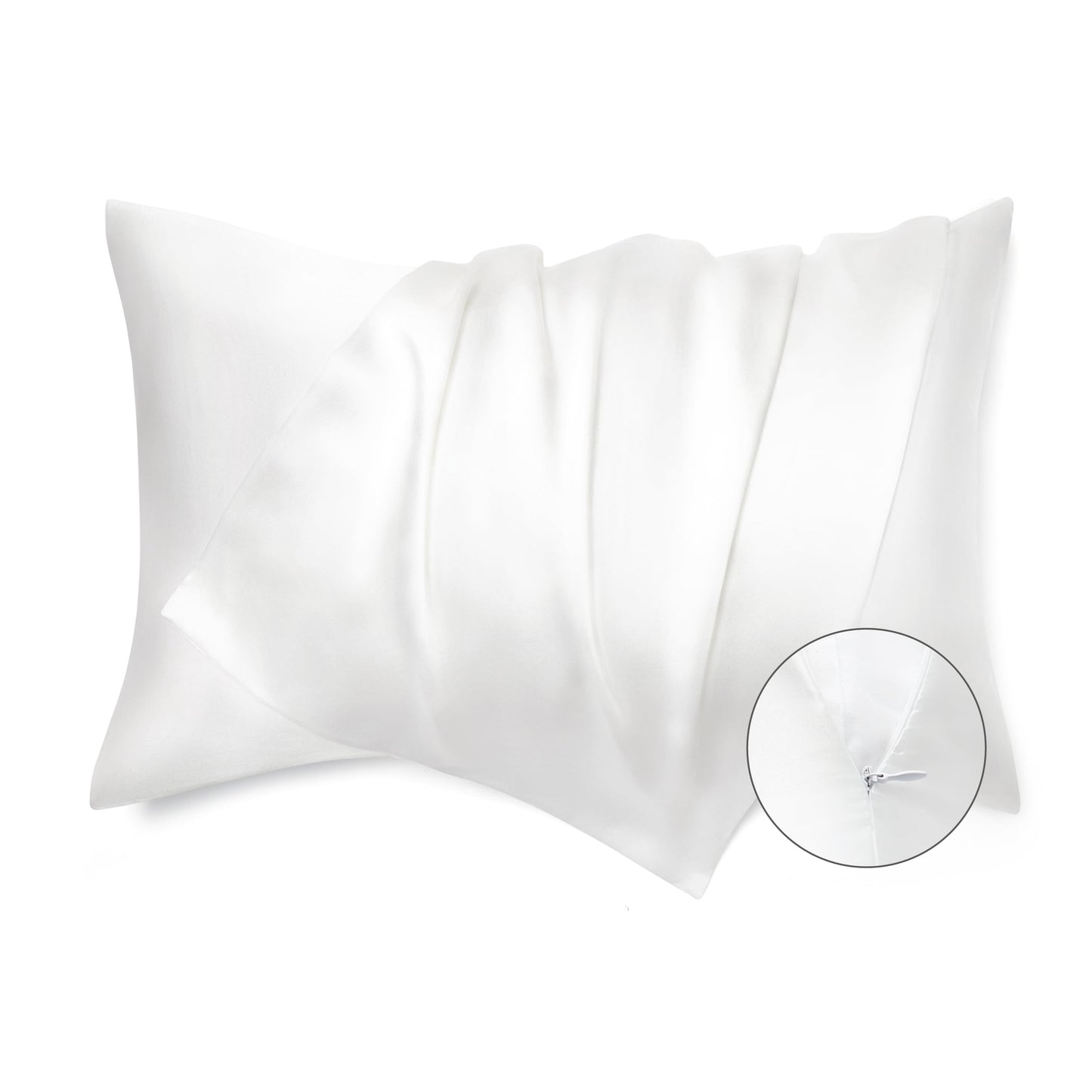 Bedsure Satin Pillowcase for Hair - White Satin Pillow Cases Standard Size with Zipper 2 Pack, Similar to Silk Pillow Cases for Skin, Silky & Soft Pillow Covers, Gifts for Her or Him, 20x26 Inches