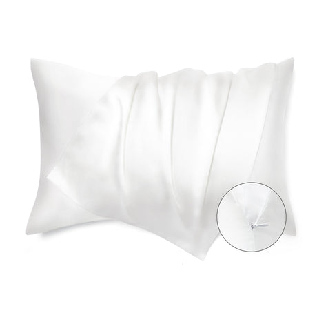 Bedsure Satin Pillowcase for Hair - White Satin Pillow Cases Standard Size with Zipper 2 Pack, Similar to Silk Pillow Cases for Skin, Silky & Soft Pillow Covers, Gifts for Her or Him, 20x26 Inches Bedsure