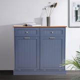 LOUVIXA Tilt Out Trash Can Cabinet with Double Hidden Trash Can Holder, Kitchen Free Standing Recycling Cabinet,Dog Proof Trash Can,Wood (Blue) LOUVIXA