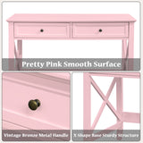 Lewahom Writing Computer Desk with Drawers, Cute Modern Table for Bedrooms, Pink Vanity Table Office Desk with Drawers, Home Computer Desk for Girls Living Room Entryway, Pink Lewahom