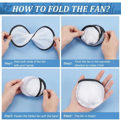 BENECREAT 30Pcs White Foldable Flying Disc Fans, 9.8inch Sublimation Fans Nylon Black Edge Folding Fan Set with Bag for Wedding Party Favors Outdoor Activity BENECREAT