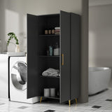 LYNSOM Tall Storage Cabinet, Freestanding Kitchen Pantry Cabinet with Adjustable Shelf and Doors, Floor Storage Accent for Kitchen, Dining Room (Black) LYNSOM