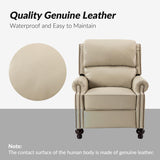 HULALA HOME Genuine Leather Recliner Chair, Classic and Traditional Push Back Recliner Chair for Living Room, Adjustable Leather Cigar Reclining Vintage with Nail Head Trim,Beige HULALA HOME