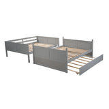 Harper & Bright Designs Full Over Full Bunk Bed with Trundle, Solid Wood Bunk Beds with Safety Guard Rail and Ladder, Can be Separated to 2 Full Size Beds, for Kids, Teens and Adults (Gray) Harper & Bright Designs