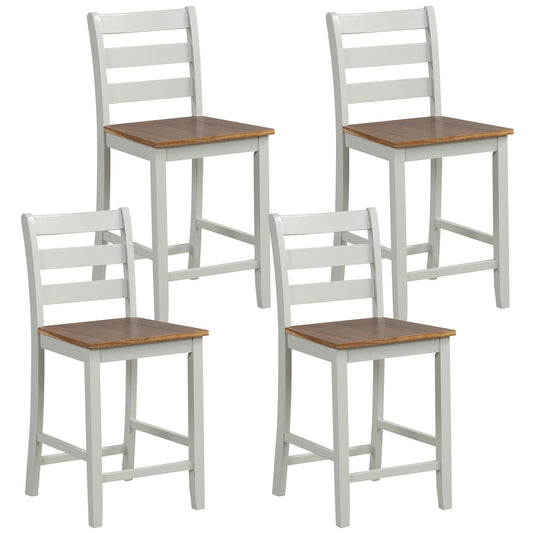 Giantex Counter Height Bar Stools Set of 4, 24" Farmhouse Counter Height Bar Dining Chairs with Back, Rubber Wood Footrest, Acacia Wood Legs, Wooden Barstools for Kitchen Island Pub Restauran - WoodArtSupply