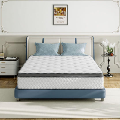 Twin Mattress, 10 Inch Medium Firm Hybrid Mattress with Bamboo Charcoal Gel Memory Foam and Pocketed Springs, Twin Size Mattress in a Box with Pressure Relief and Support, CertiPUR-US Certified