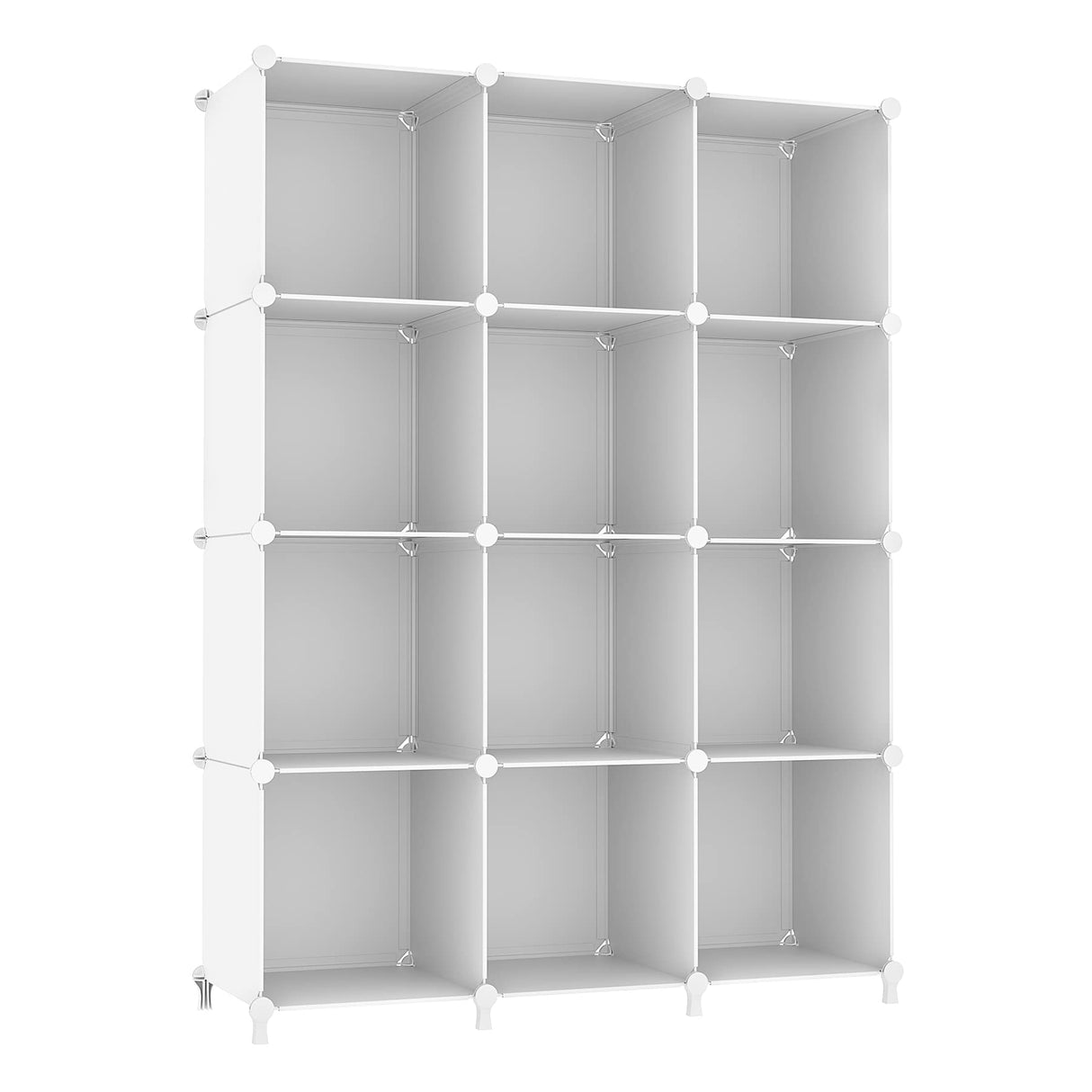 AWTATOS Cube Storage Organizer Storage 12 Cube Bookshelf DIY Plastic Closet Clothes Storage Shelves with Wooden Mallet, Stackable Storage Solution for Home, Bedroom, White AWTATOS