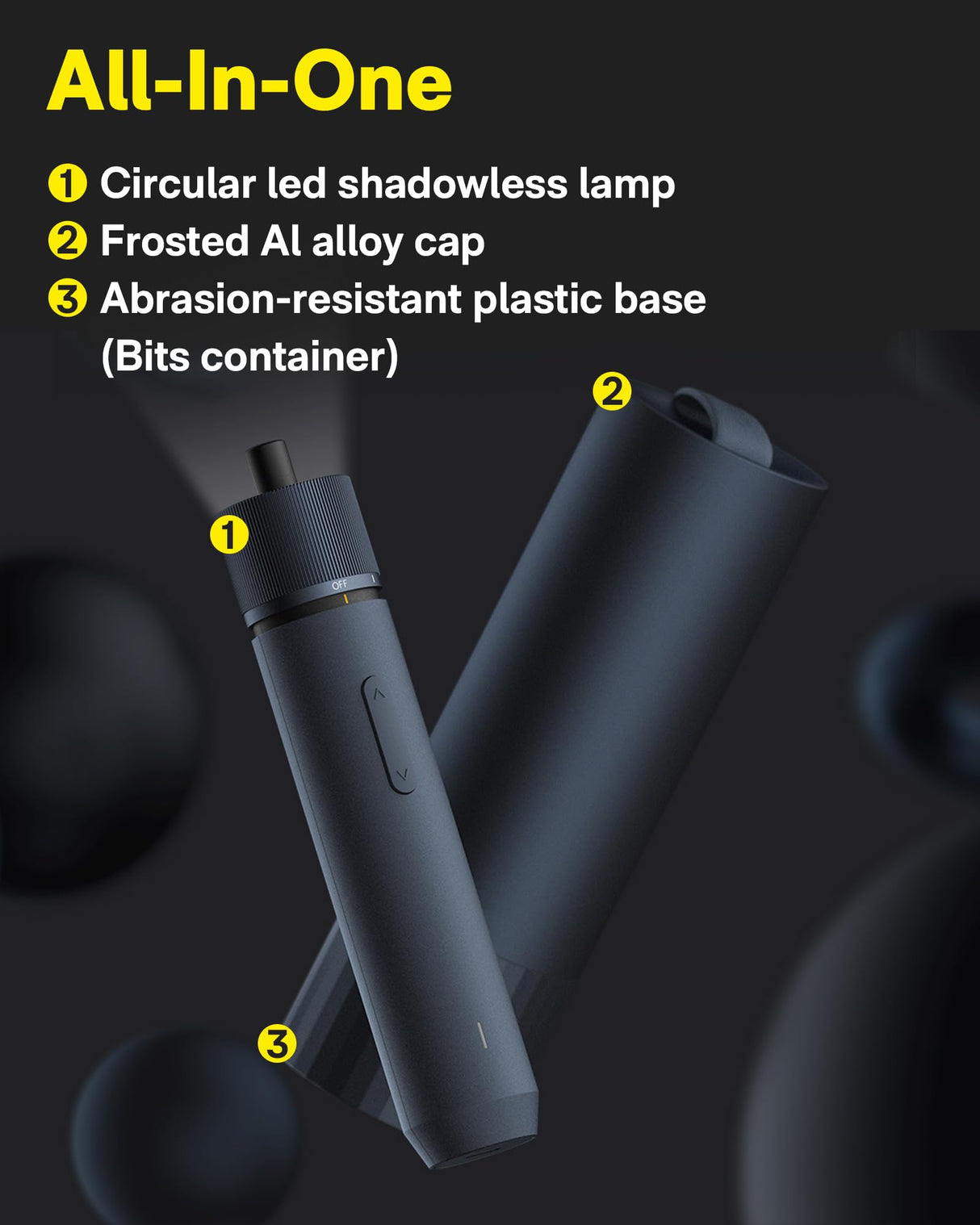 HOTO Electric Screwdriver Rechargeable, 3.6V Cordless Screwdriver Set USB-C, 3 Torque Settings, 1500mAh Battery, LED Light & 12 S2 Metal Bits for Furniture/Electrical Repairs HOTO