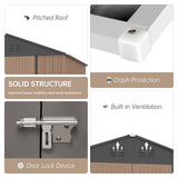 GarveeLife 7.5x8.5 ft Outdoor Storage Shed, Large Steel Multipurpose Yard Shed, Metal Outdoor Tool Shed with Sloped Roof and Door Lock Design for Organizing Tools & Equipment in Yard, Garden, Brown GarveeLife