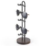 Mkono Sunglasses Organizer Glasses Holder Stand Sunglass Storage Eyeglasses Rack Metal Frame with Wood Base for 5 Pairs of Eyewear Display for Table Desk Countertop Dresser Bedroom, Set of 1, Black Mkono
