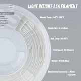 LW ASA Filament 1.75mm, Low Density ASA Filament 1kg Spool, Black Filament, UV and Heat Resistant, Foaming ASA Filament for 3D Printers 3D Printed Airplane (Black) Spriour