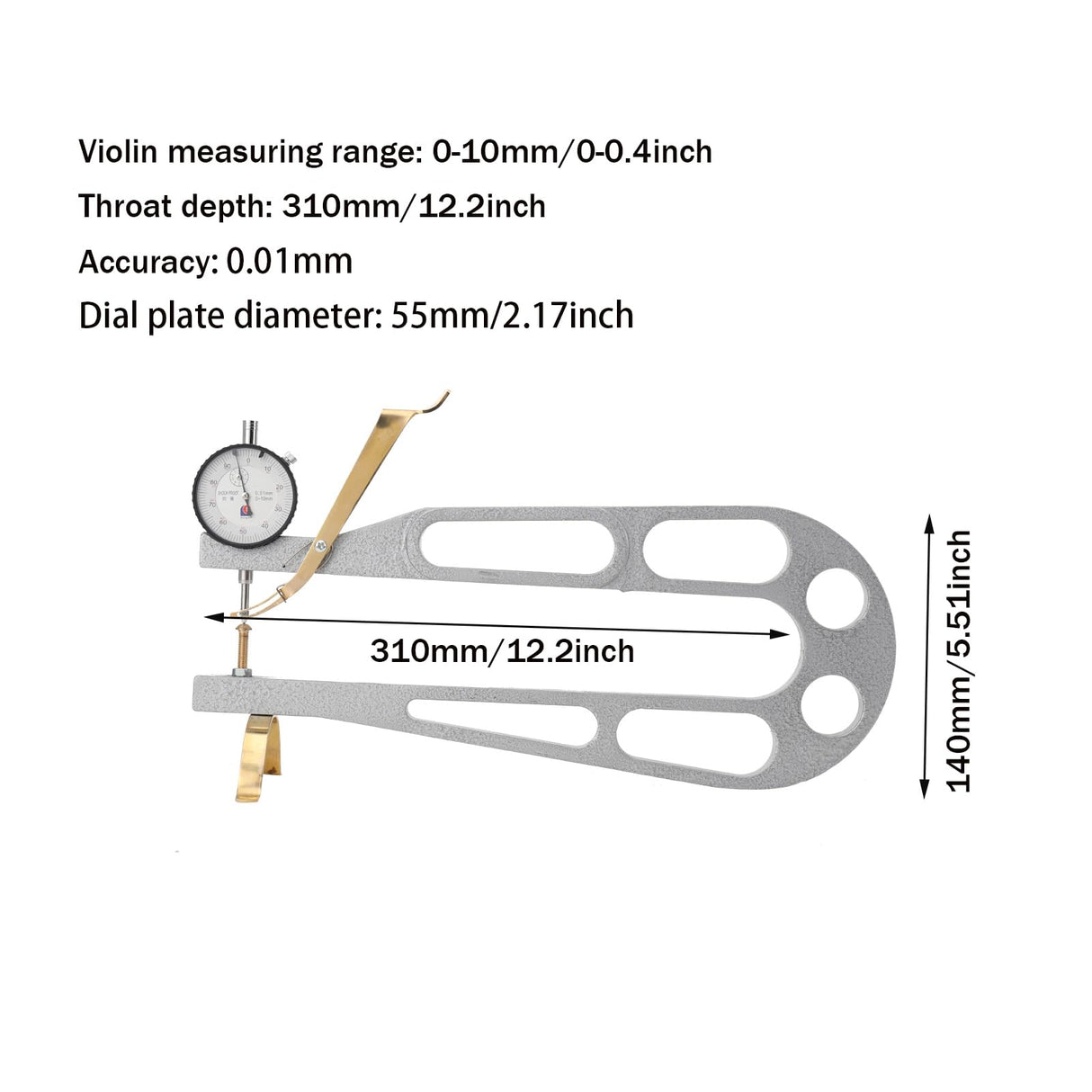 Lfhelper Violin Thickness Gauge Measuring Tool, Grauating Caliper, 0-0.4inch Range, Dial Indicator Luthier Tools for Violin Lfhelper