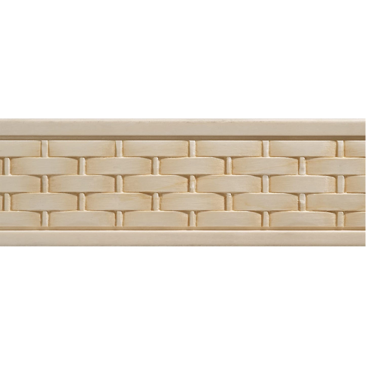 990-4WHW Unfinished White Hardwood Basketweave Embossed Chair Rail Moulding - WoodArtSupply