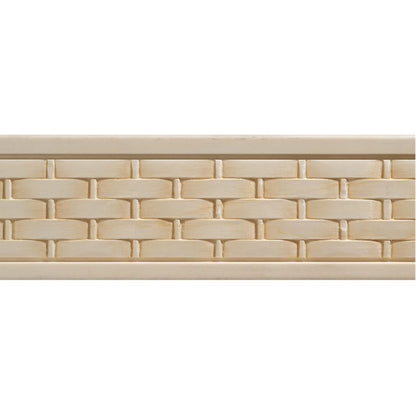 990-4WHW Unfinished White Hardwood Basketweave Embossed Chair Rail Moulding - WoodArtSupply