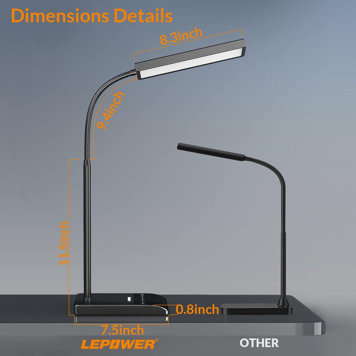 LEPOWER Desk Lamp, 800LM LED Desk Lamp for Home Office, 12W Reading Lamp for Desk, Eye-Caring Light, Touch Table Lamp, Gooseneck Lamp, 50 Lighting Modes, Bright Desk Lamps for Bedroom, Study (Black) LEPOWER