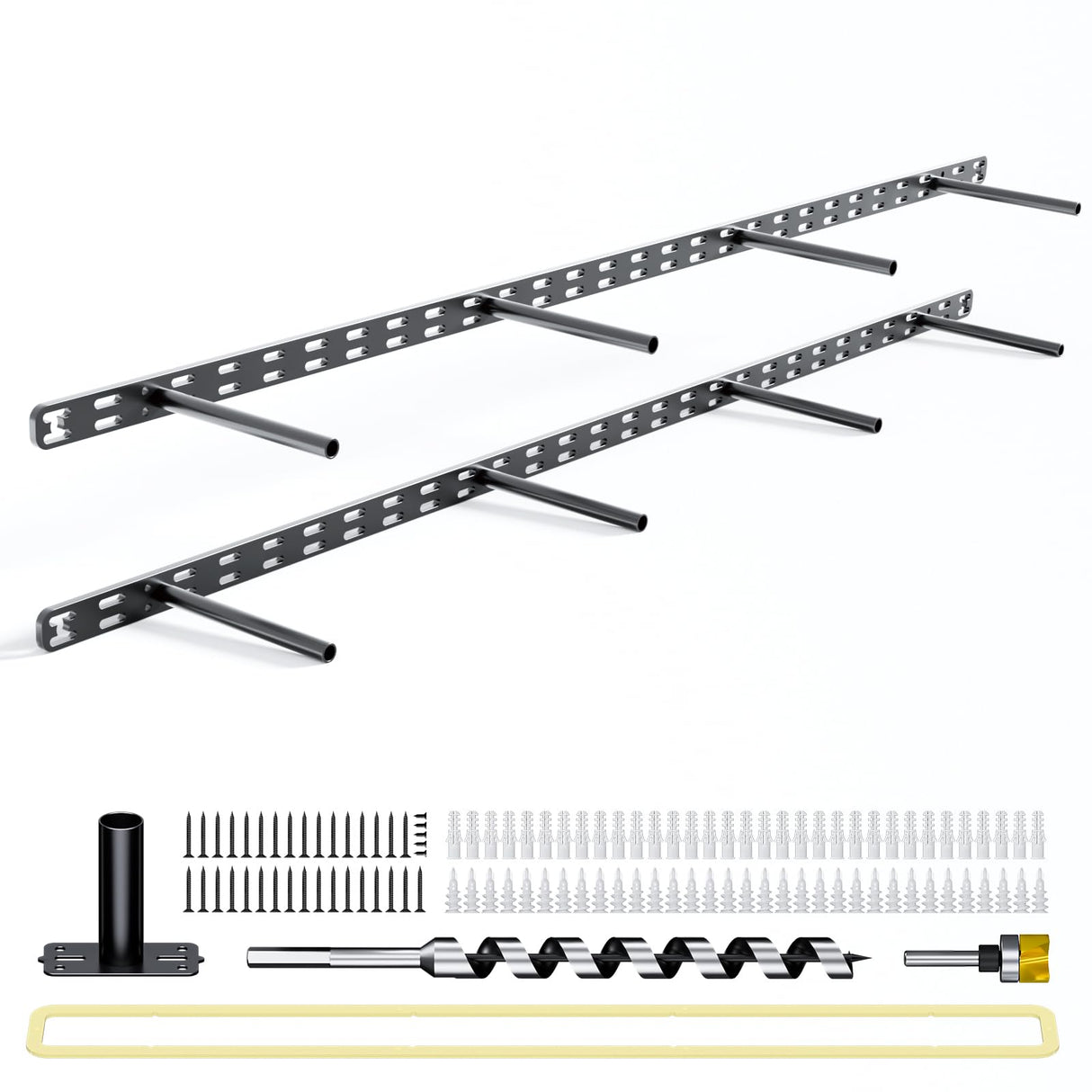 Floating Shelf Bracket Heavy Duty,Decorative Floating Shelf Hardware Hidden Black Metal Fireplace Mantel Brackets (43"X6"X1.0") Craftersmark