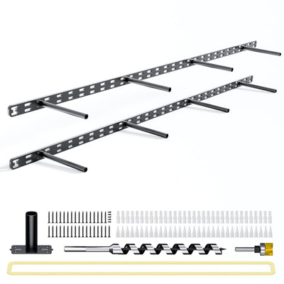 Floating Shelf Bracket Heavy Duty,Decorative Floating Shelf Hardware Hidden Black Metal Fireplace Mantel Brackets (43"X6"X1.0")