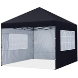 MASTERCANOPY Pop Up Canopy Tent 10x10 with Church Window Sidewalls（10x10,Black） MASTERCANOPY