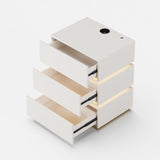 homary Modern Smart Nightstand with Wireless Charging Station, Bedside Table with 3 Drawers, White Night Stand with LED Light homary