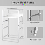 Yetom Nightstand with Charging Station Set of 2, LED Night Stand with3 Fabric Drawers, Side Table with Open Shelf, End Table with Steel Frame, 3 Drawer Dresser for Bedroom, White YeTom