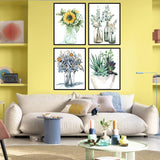 VeGuude Paint by Numbers for Adults and Kids Beginner, 4 Pack Painting by Number Kits On Canvas, Without Frame DIY Flowering Sunflower Oil Painting Acrylic Paints, Home Wall Decor Gift 12x16inch VeGuude
