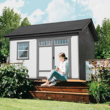 Handy Home Products Beachwood 10x12 Do-it-Yourself Wooden Storage Shed with Floor Tan Handy Home Products