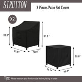 SIRUITON 3 Piece Outdoor Veranda Patio Garden Furniture Cover Set with 420D Durable and Water Resistant Fabric,Fit for Outdoor Wicker Patio Furniture Sets/Rattan Chair Conversation Sets-Balck SIRUITON