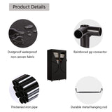 SORCEDAS Portable Wardrobe Closet Storage Organizer Metal Hanging Rack Non-Woven Fabric 34 Inch Black SORCEDAS