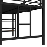Metal Twin Size Low Loft Bed with Storage Sheves for Kids,Heavy Duty Kids Loft Bed for Boys Girls Junior,Space Saving,Black Bellemave