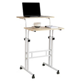 Mind Reader Standing Desk, Adjustable Height, Computer Desk, Laptop Desk, Portable, Rolling, 23.5"L x 19.5"W x 39"H, White Mind Reader