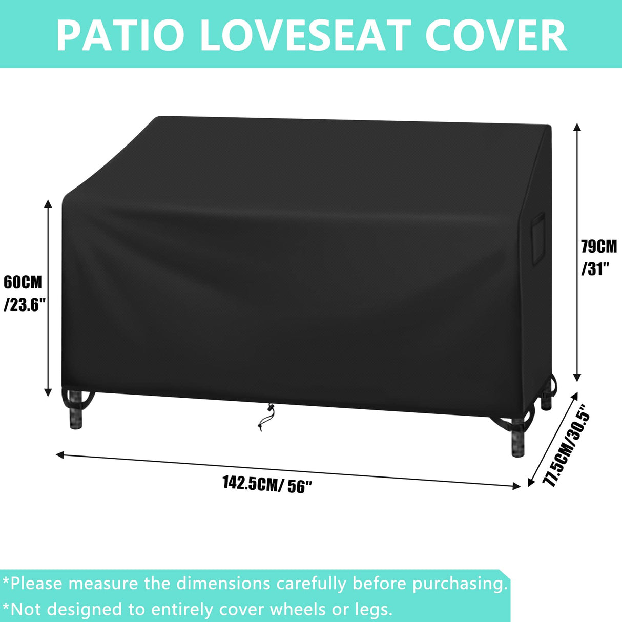 Kovshuiwe Patio Furniture Covers,4-Piece Outdoor Veranda Patio Garden Furniture Covers Set Waterproof - Upgraded 420D Heavy Duty Oxford Fabric Rattan Furniture Cover for Chair Sofa(Black) Kovshuiwe