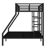 Bellemave Metal Twin XL Over Queen Bunk Bed for Adults/Kids,Heavy Duty Adults Bunk Beds with Guardrail & Ladders,Twin XL Over Queen Size Bunk Beds for Teens,Black Bellemave