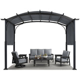 MASTERCANOPY 10x10ft Outdoor Retractable Pergola with Sun Shade Canopy Patio Metal Garden Pergola,Dark Grey MASTERCANOPY