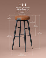 VASAGLE EKHO Collection - Bar Stools Set of 2, Bar Height Bar Stools, Kitchen Counter Stools, Mid-Century Modern Backless Counter Stools, 30-Inch Tall, Kitchen Island Home Bar, Caramel Brown VASAGLE