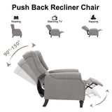 EBELLO Pushback Recliner Chair, Fabric Armchair Push Back Recliner with Rivet Decoration, Mid Century Wingback Accent Chair for Living Room, Bedroom, Grey EBELLO