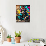 TUMOVO Adult Paint by Number Kits on Canvas, DIY Acrylic Painting for Adults Kids Paint by Number, Graffiti Adults' Paint-by-Number Kits DJ Monkey with Headphones and Sunglasses, 16 x20 Inch TUMOVO