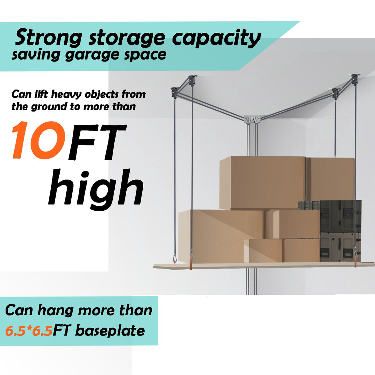 xhuic Overhead Garage Storage Pulley Lift System for Ford Bronco, Safe Anti-Drop for Wrangler Hardtop Hoist, Easy One-Person Operation,Ceiling Storage Mounted Not Include Racks xhuic