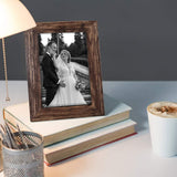 Q.Hou 5x7 Picture Frame Wood Pattern Rustic Brown Photo Frames Packs 4 with High Definition Plexiglass for Tabletop or Wall Decor (QH-PF5X7-BR) Q.Hou