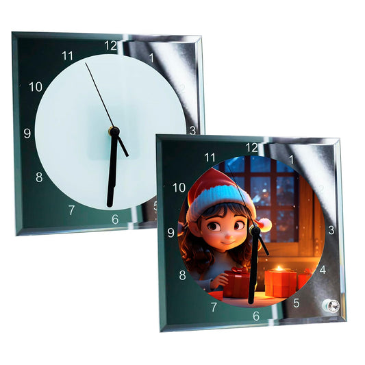 Ving 20PCS Sublimation Blank Glass Photo Frame 7.8" x 7.8" Blank Mirror Edge Glass Photo Frame for Heat Transfer with Clock