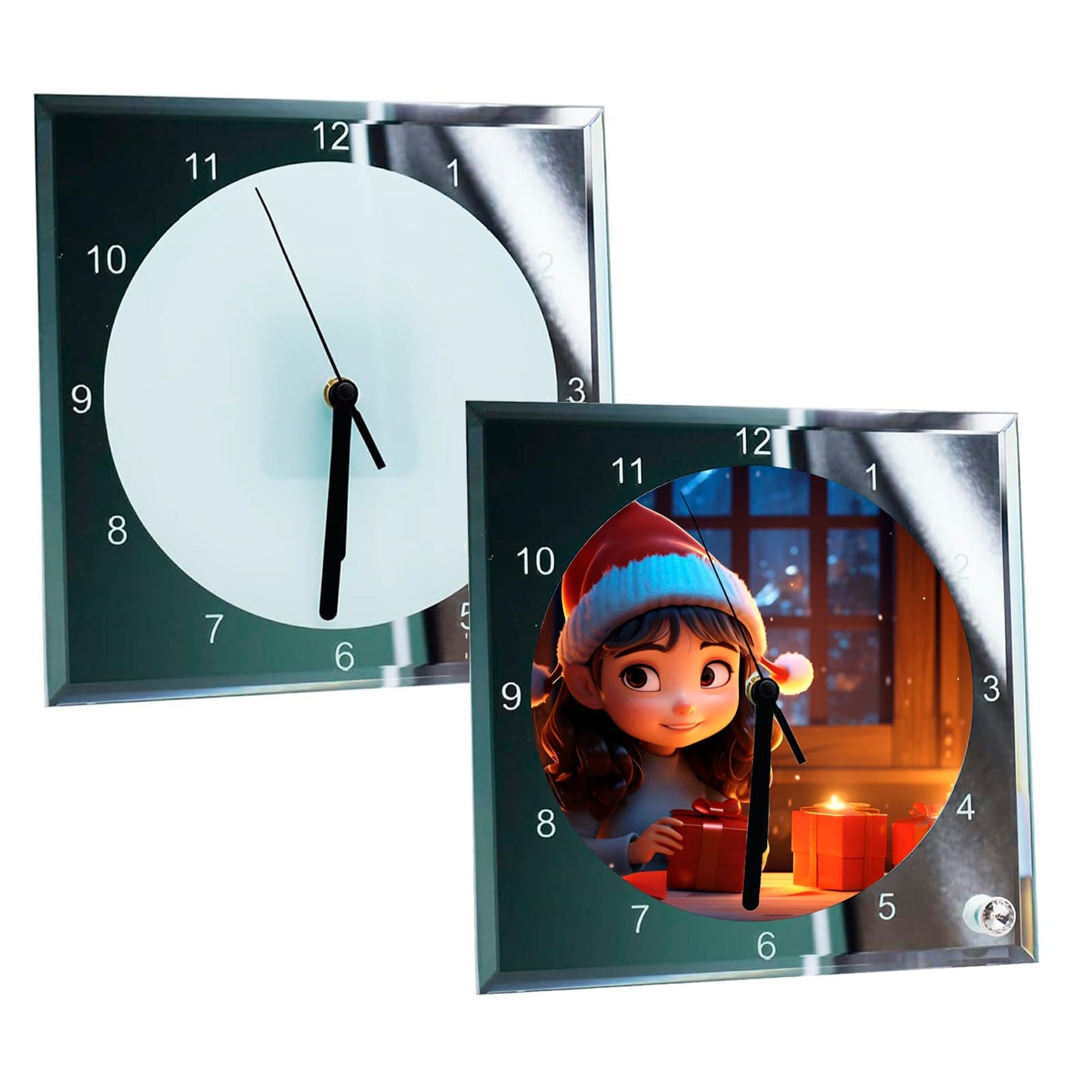 H-E 20pcs/CTN * 7.8" x 7.8" Sublimation Blank Clock Glass Photo Frame DIY Decor Heat Press Clock - In US Stock